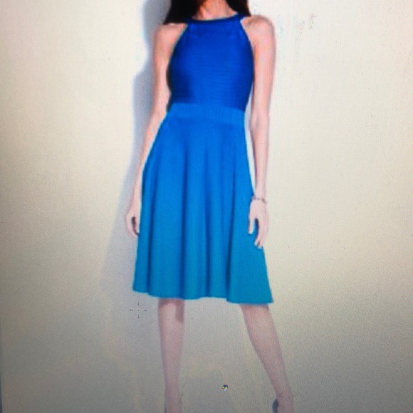 Alfani Dresses & Skirts - Alfani Textured Striped Halter Dress Cobalt Sea